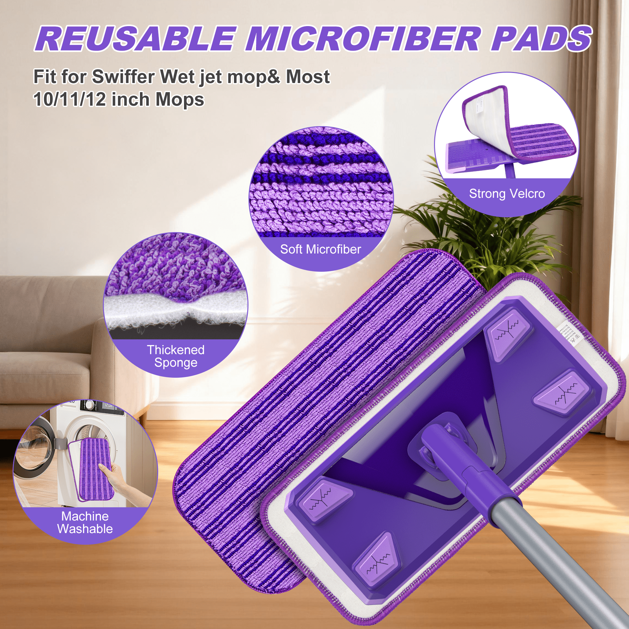 Flat Mops for Floors with 3 Washable Mop Pad Dust Mop - Image 3