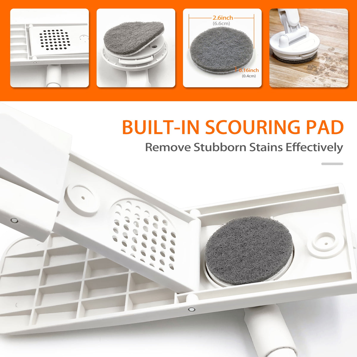 Mop with 1 Pad for Wet Dry Floor Cleaning (Orange) - Image 6