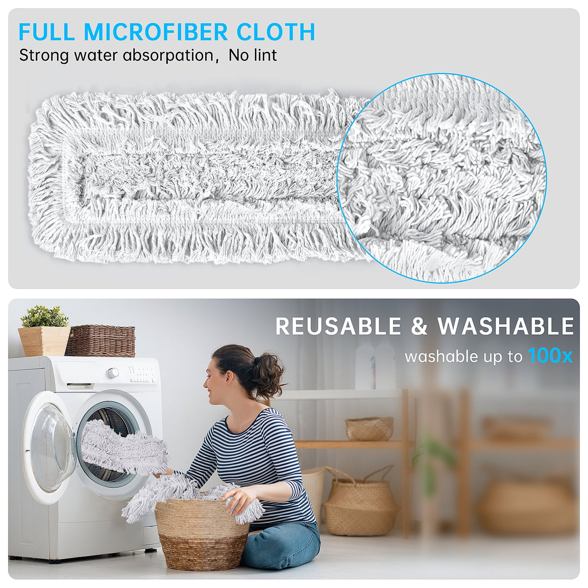 with 3 Reusable Washable Pads - One Touch Replacement, Extendable Stainless Steel Handle, Wet & Dry s for Floor Clean... - Image 2