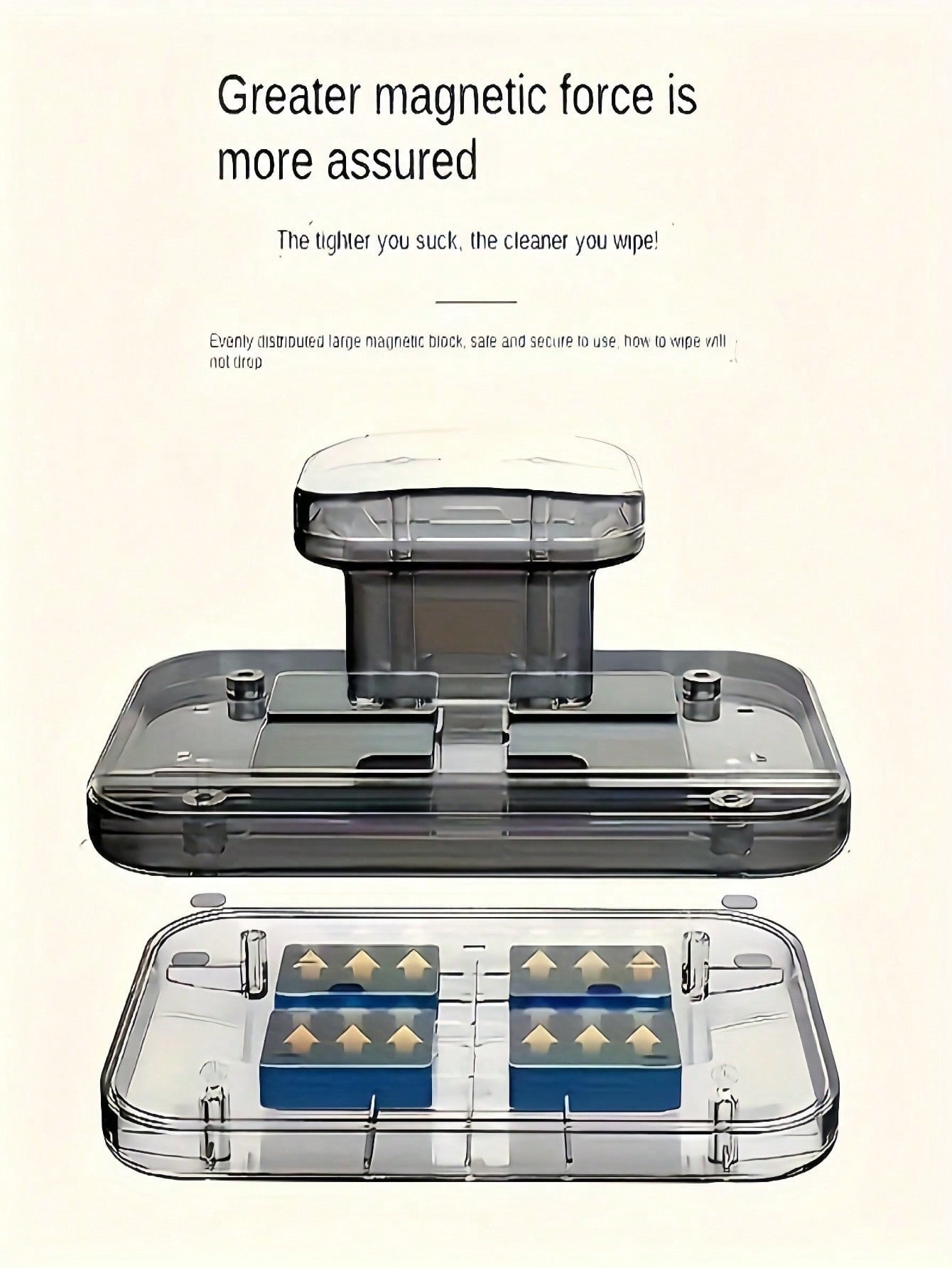 Unbranded 1 Piece Magnetic Double Sided Window Wiper, 3.9 Inch Blade, Glass Cleaning Tool Set with Extends to 5.9 Inch, White, 1 Count