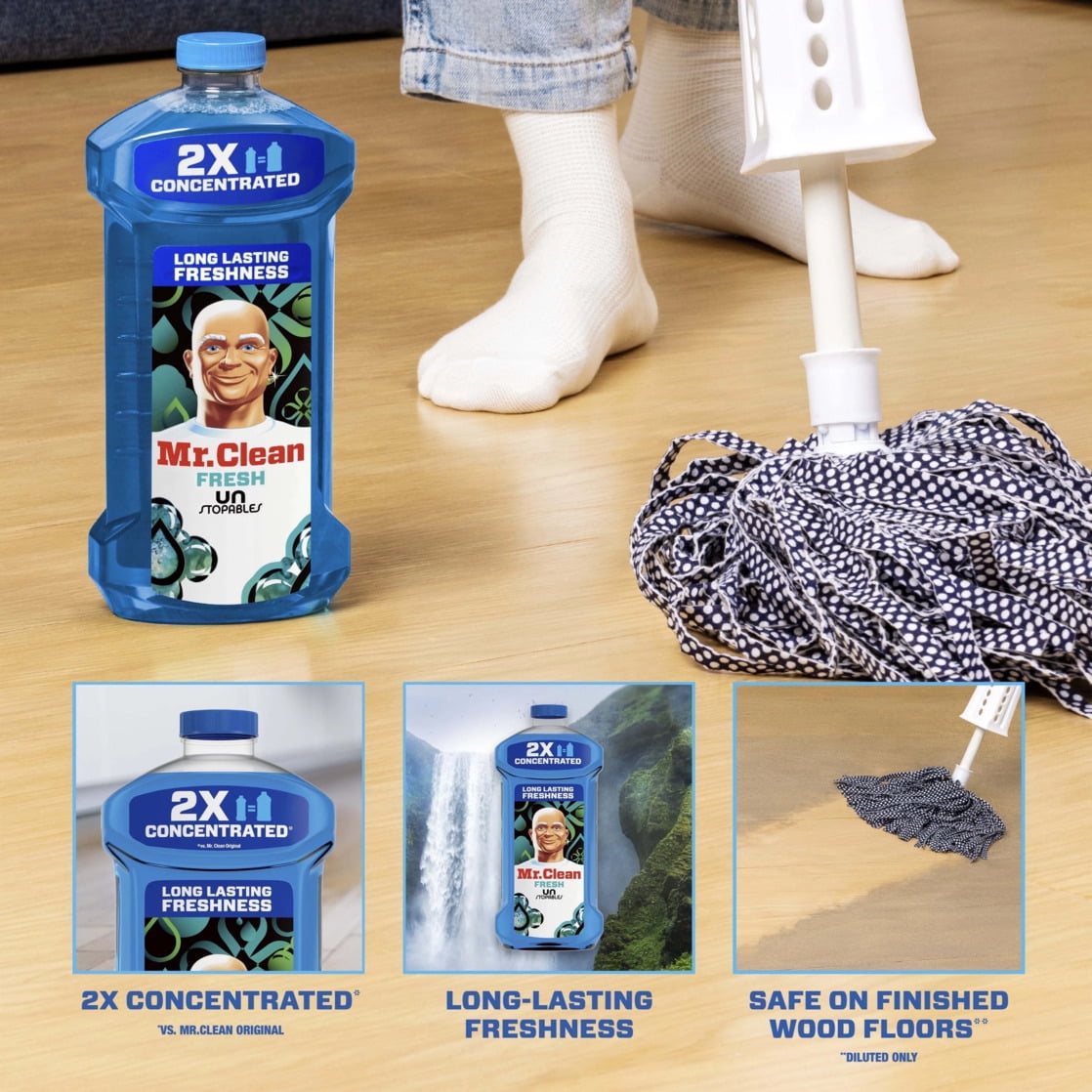 (6 pack) Cleaner, 2X Concentrated Multi Surface, Unstopable Fresh Scent, 23 fl oz