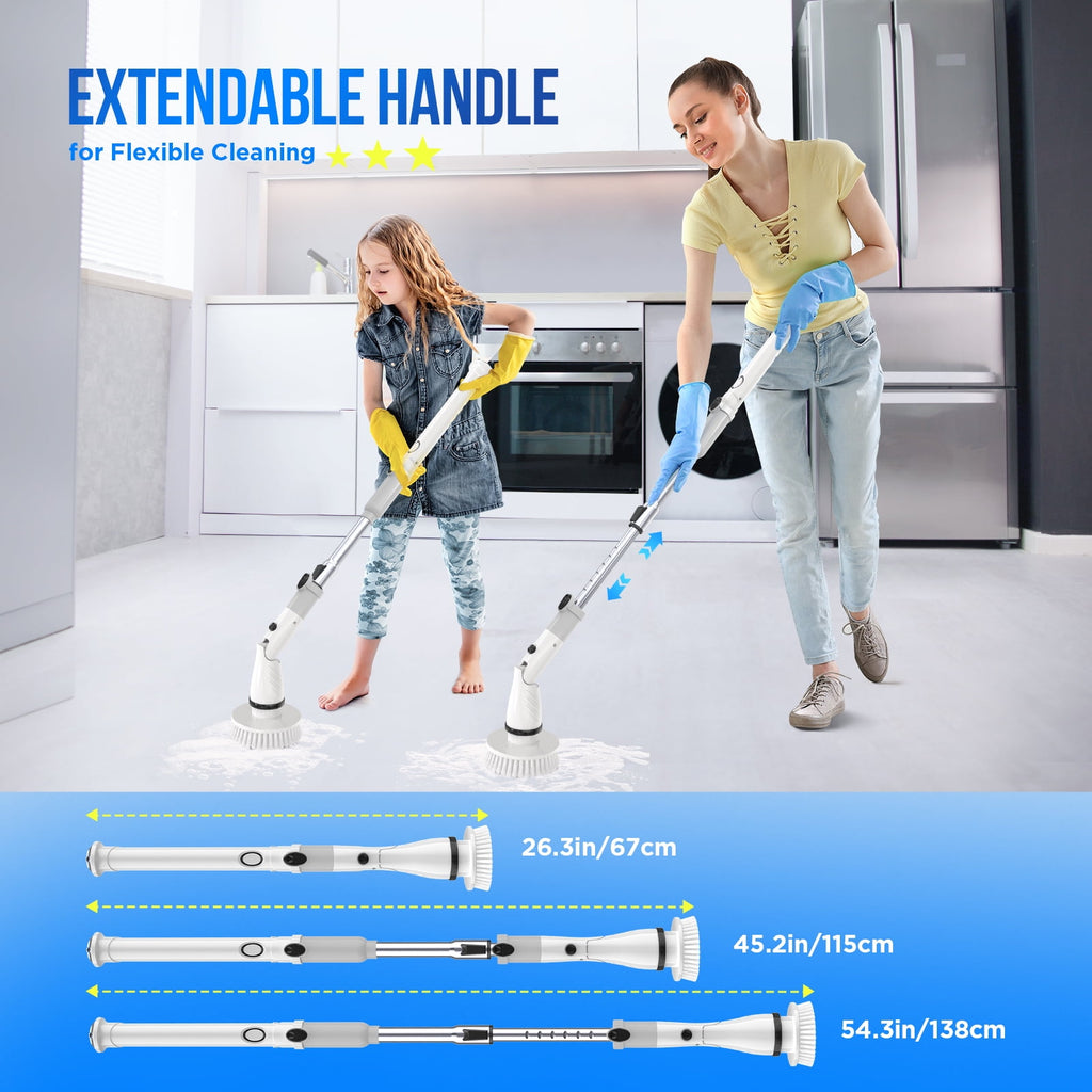 Electric Spin Scrubber - Cordless Cleaning Brush with 4 Heads & Extension Handle Power Shower Scrubber for Bathroom K... - Image 2