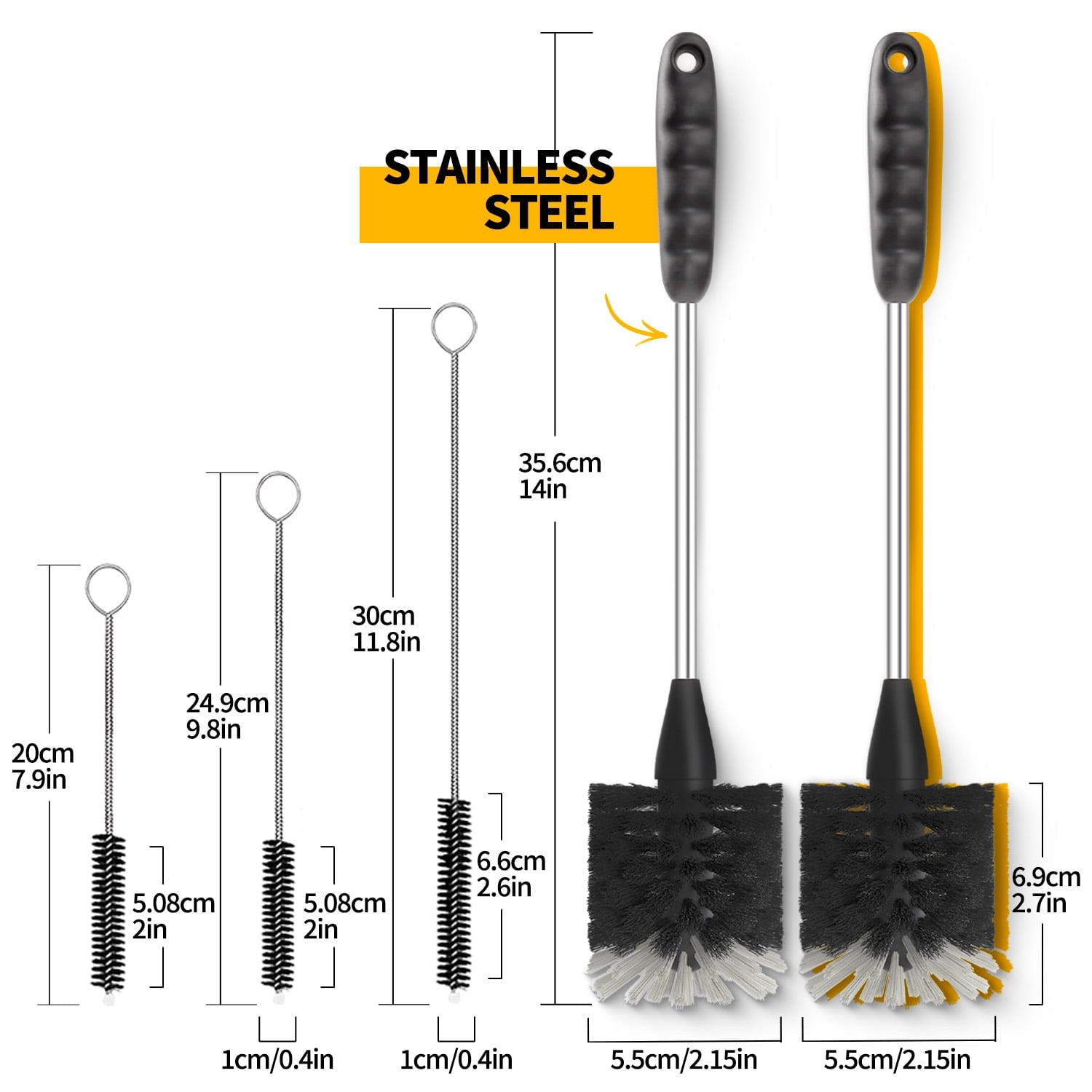 Long Handle Cleaner,3-in-1 Cleaning for Mugs,Straws,5Pack Black - Image 4