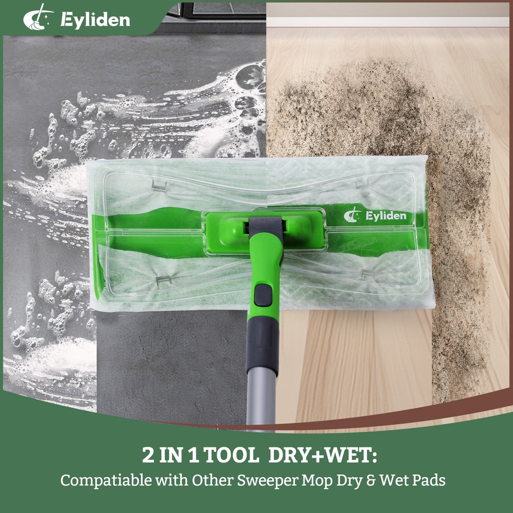 and Dry Starter Mop Kit, Sweep for Hardwood Floors, Disposable Dust Pads 24 refills - Image 2