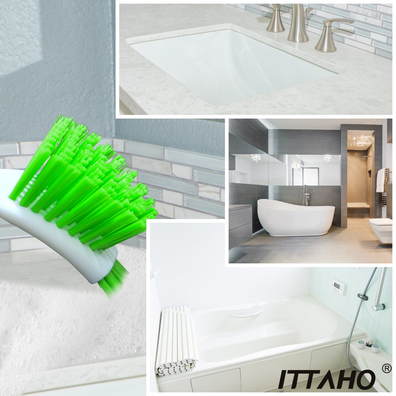 Brush with Handle, Kitchen ber Set for Cleaning, Double Sided Bristles - 3 Pack - Image 6