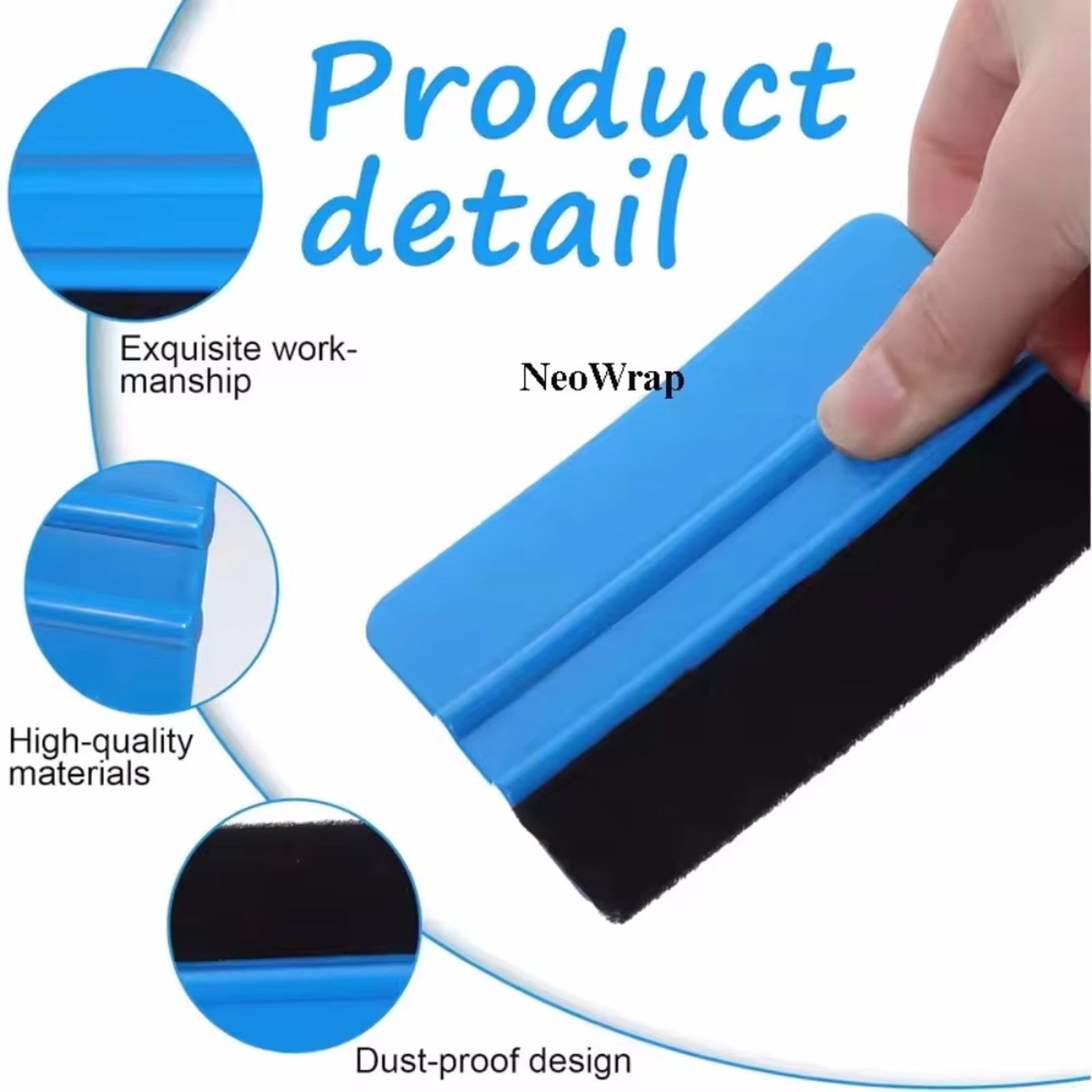 Large Square Felt Edge Squeegee - Tool for Car Window Tint, Vinyl Wrap &amp; Decal Application