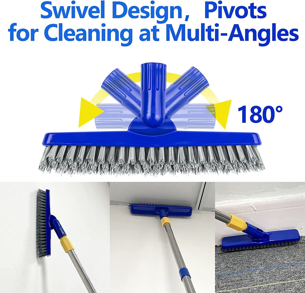 2 Pack Grout Brush with Long Handle, Swivel Cleaning Grout Line Scrubber Stainless Steel Pole - Image 4