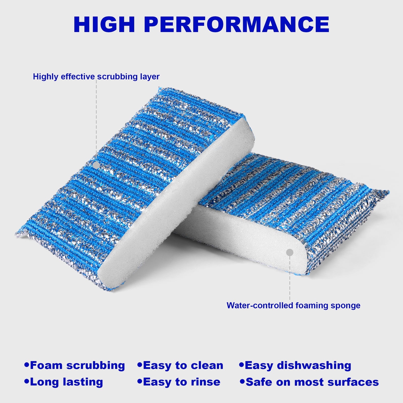 Cleaning Sponges Kitchen, 8Pads Dish Sponge with 4 Colors for Dishes, Pots, Sink