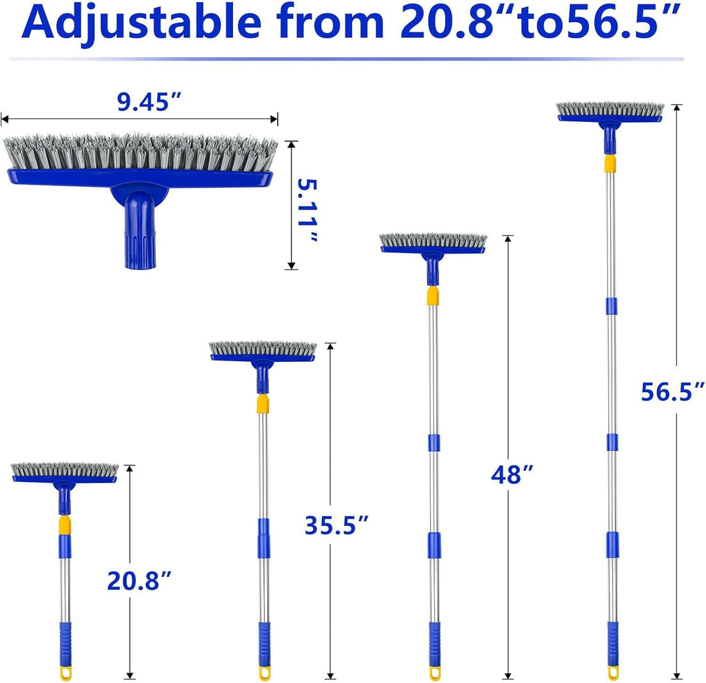 2 Pack Grout Brush with Long Handle, Swivel Cleaning Grout Line Scrubber Stainless Steel Pole - Image 6