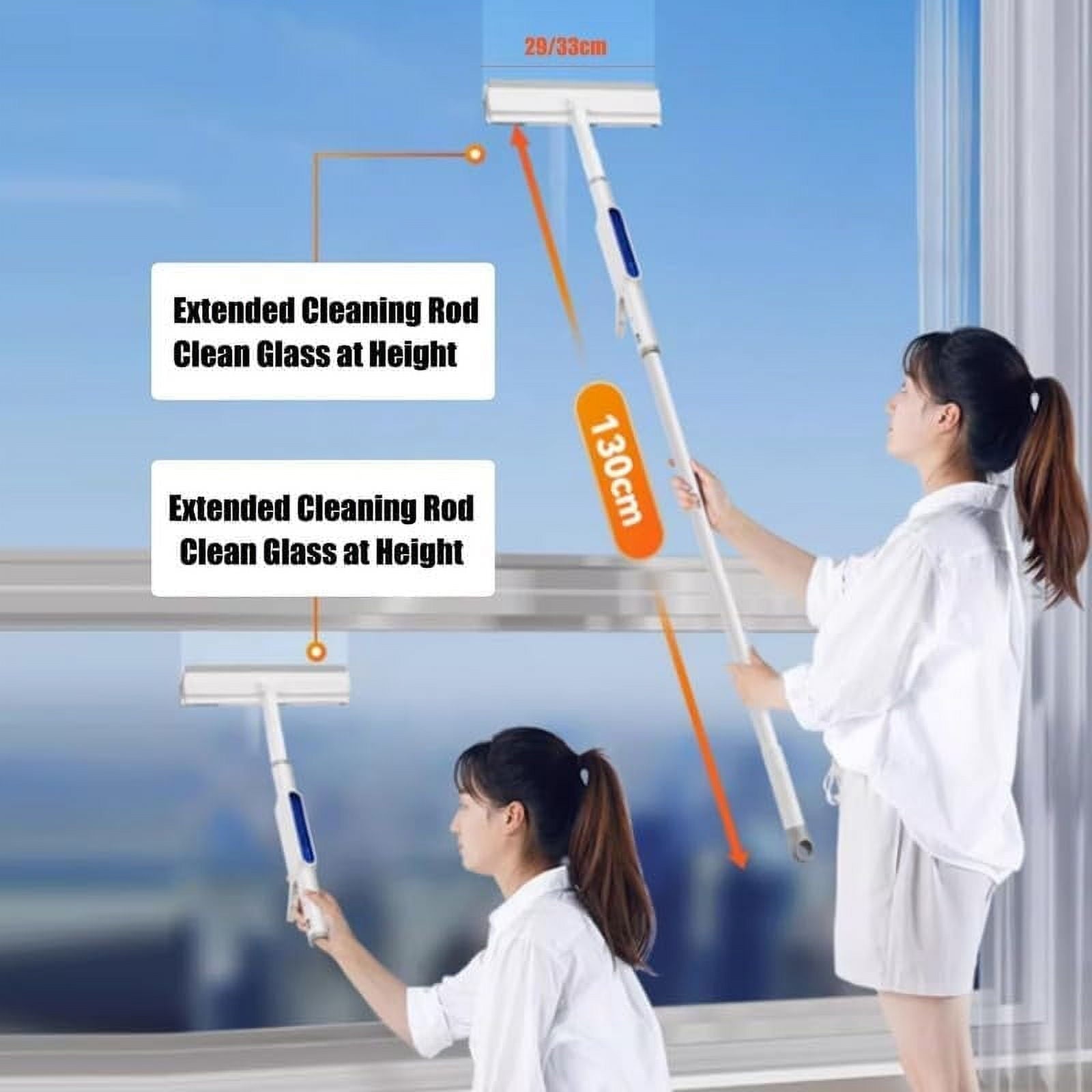 Window Cleaning Kit,Extension Pole Window Washing Equipment with Bendable Head for Car Glass Indoor Outdoor High Windows
