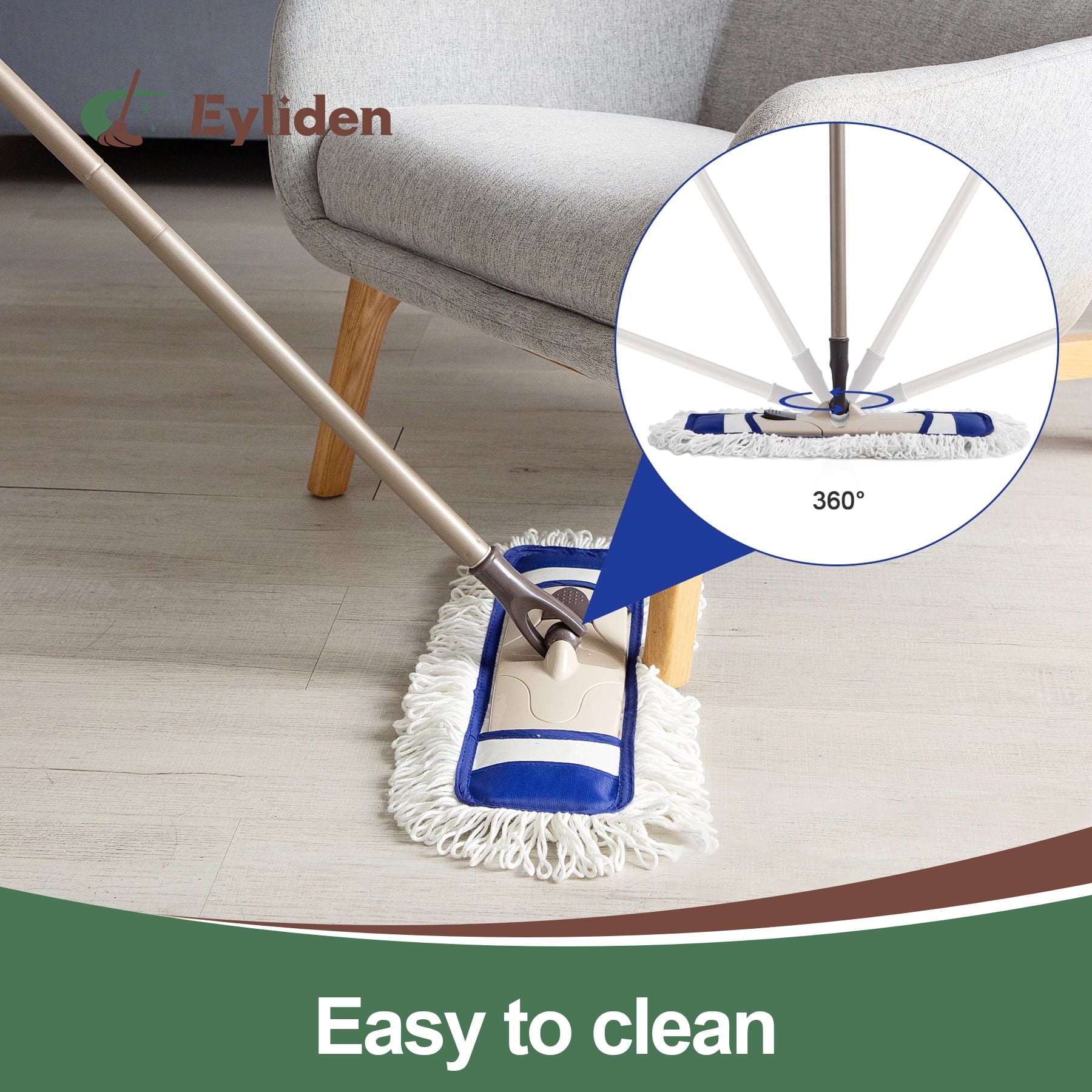 Mops for Hardwood Floors Wet & Dry Cleaning, Sweeper with Total 2 Mop Pads - Image 5