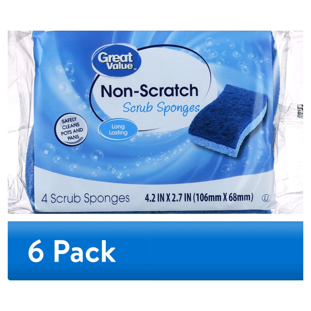 (6 pack) Non-Scratch Scrub Sponges, 4 Count