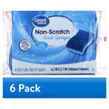 (6 pack) Non-Scratch Scrub Sponges, 4 Count