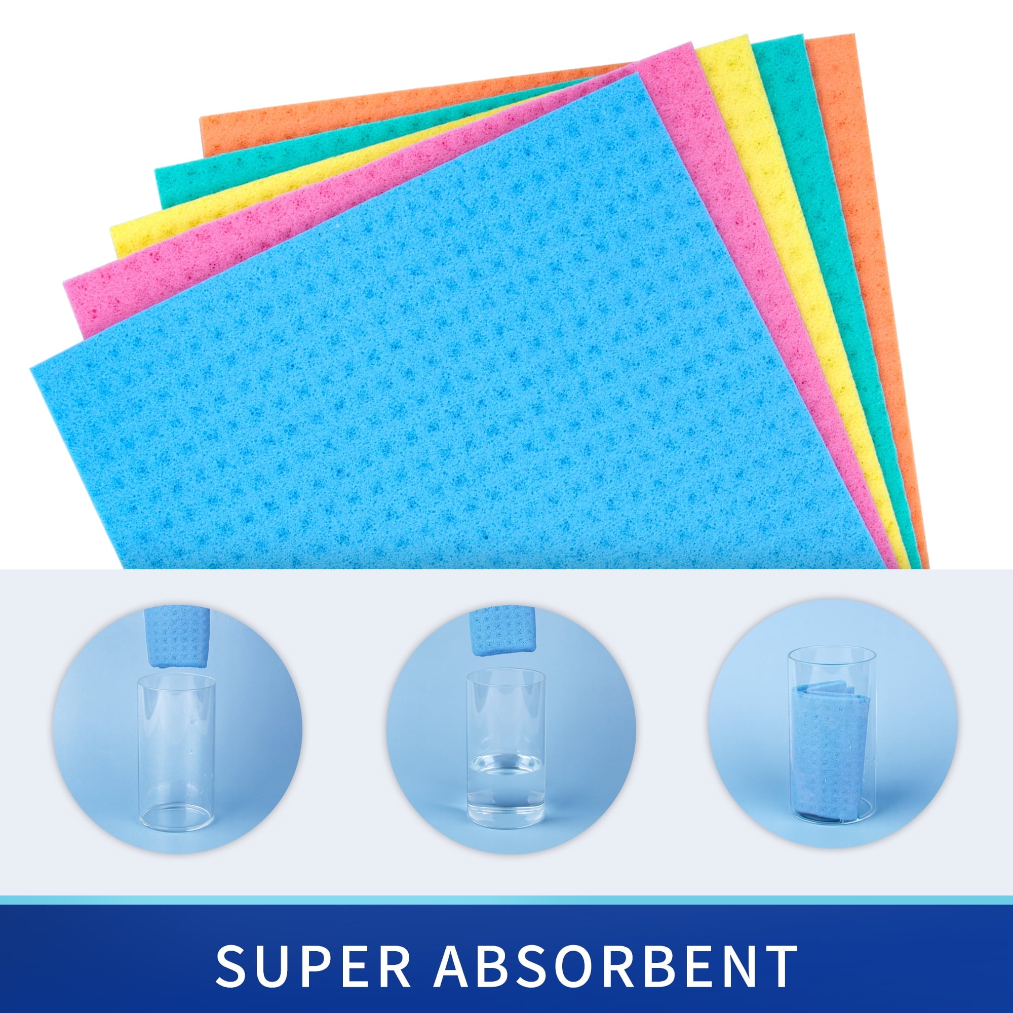 Reusable Dish Cloths, Cellulose Sponge Cloth for Kitchen, Absorbent Cleaning Cloth,10 pack