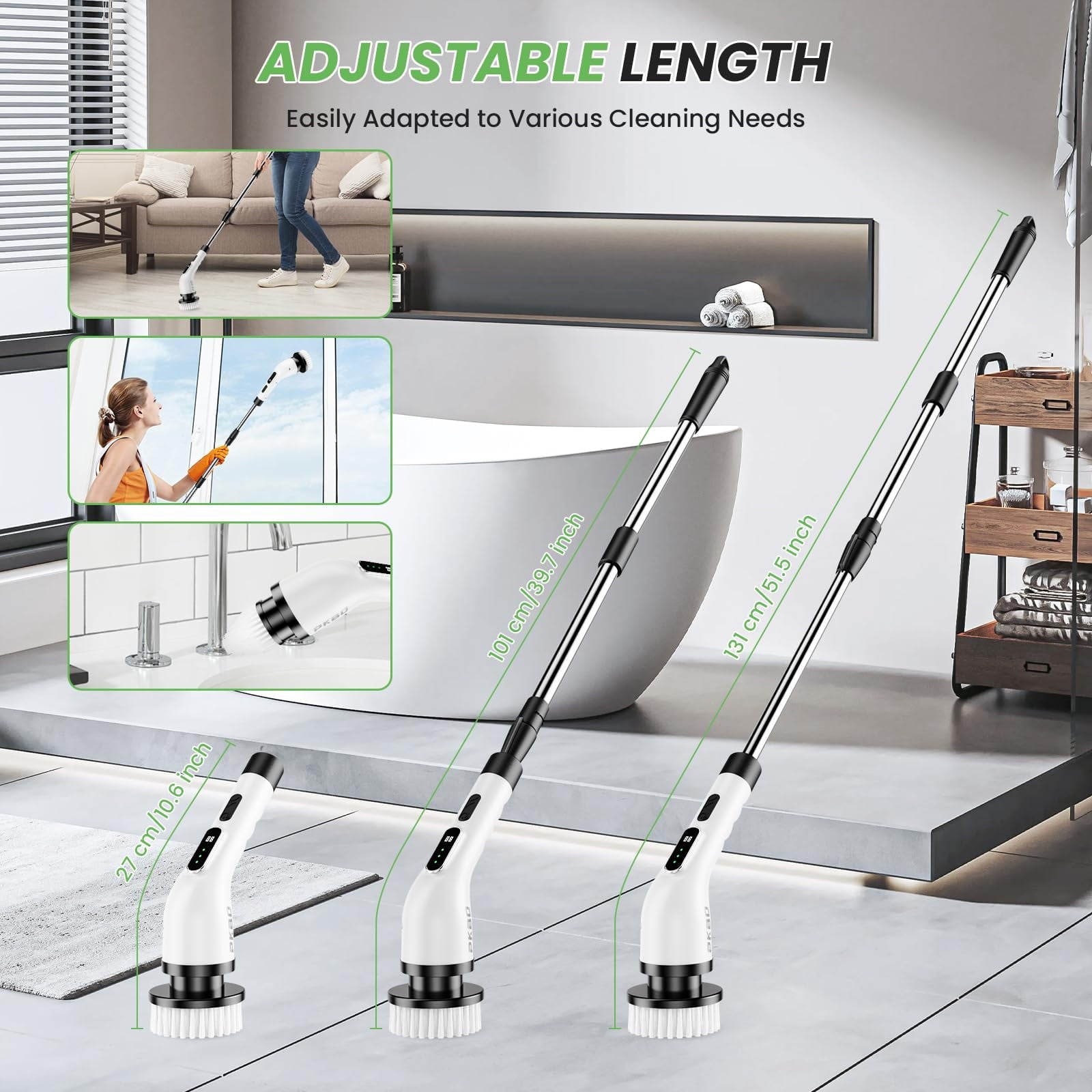 Electric Spin Scrubber, 2025 Upgrade Waterproof Cordless Shower Brush for Cleaning with 9 Replaceable Heads - Image 4