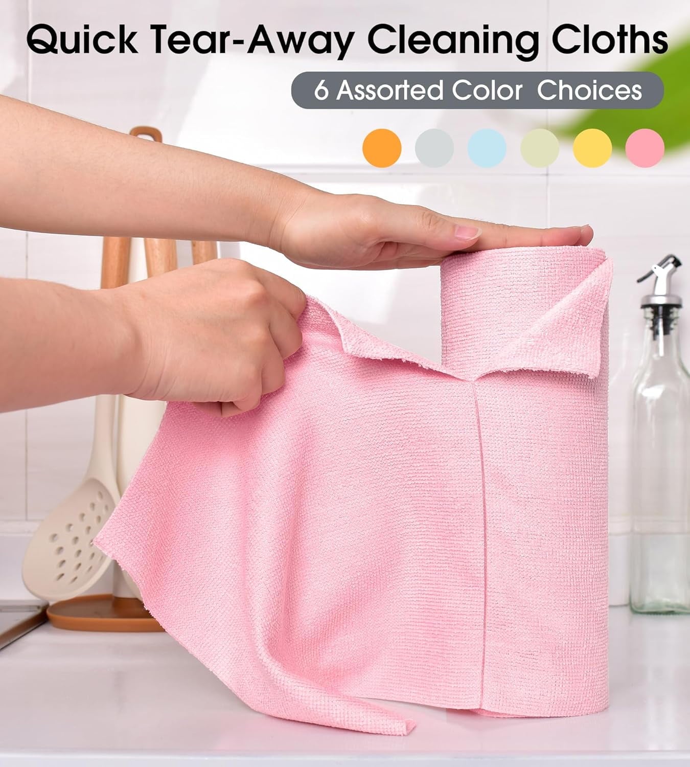 10" x 10" Microfiber Cleaning Cloth Roll, Tear Away Towels, Reusable Washable Rags, 20 Sheets Per Roll, for Kitchen C... - Image 5