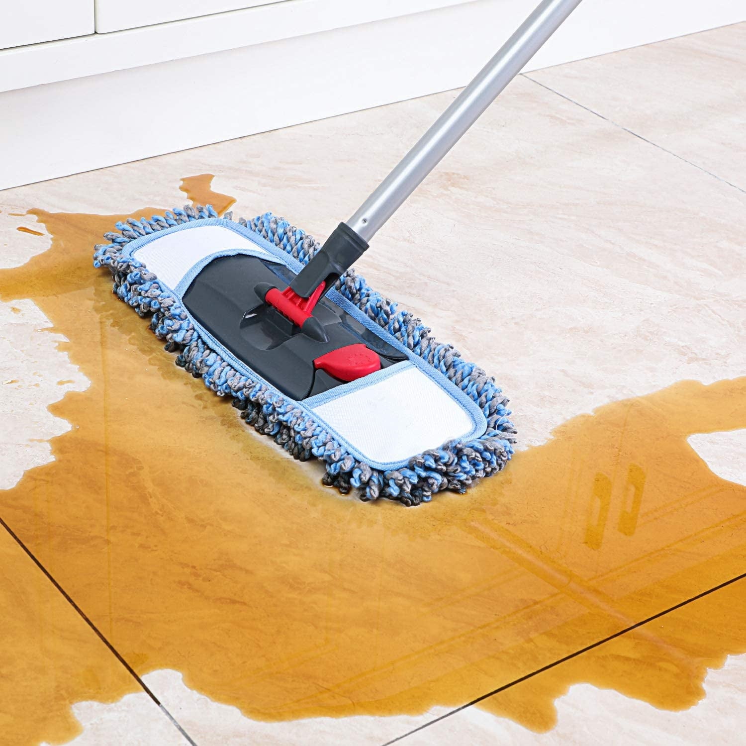 Flat Mop for Hardwood Floors with a Extra Chenille Refill, Dry & Wet - Image 3