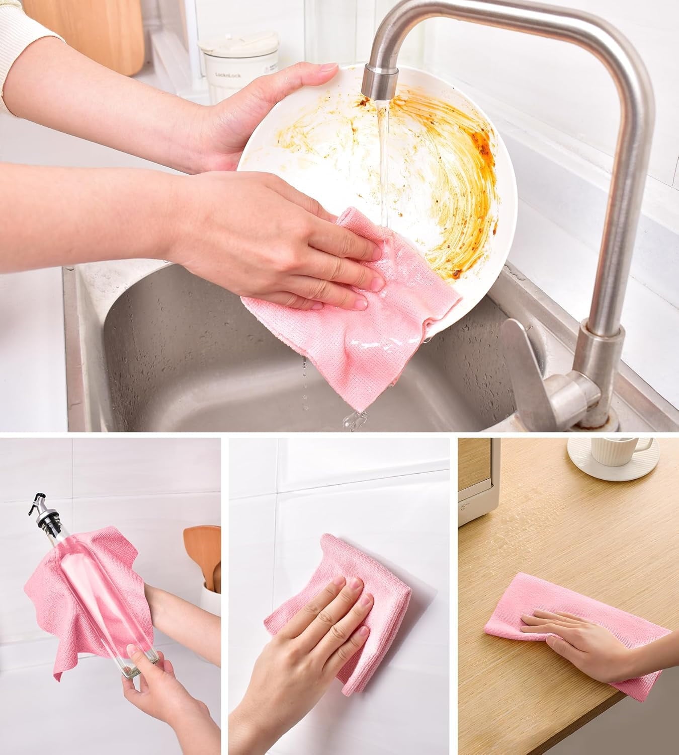 10" x 10" Microfiber Cleaning Cloth Roll, Tear Away Towels, Reusable Washable Rags, 20 Sheets Per Roll, for Kitchen C... - Image 2