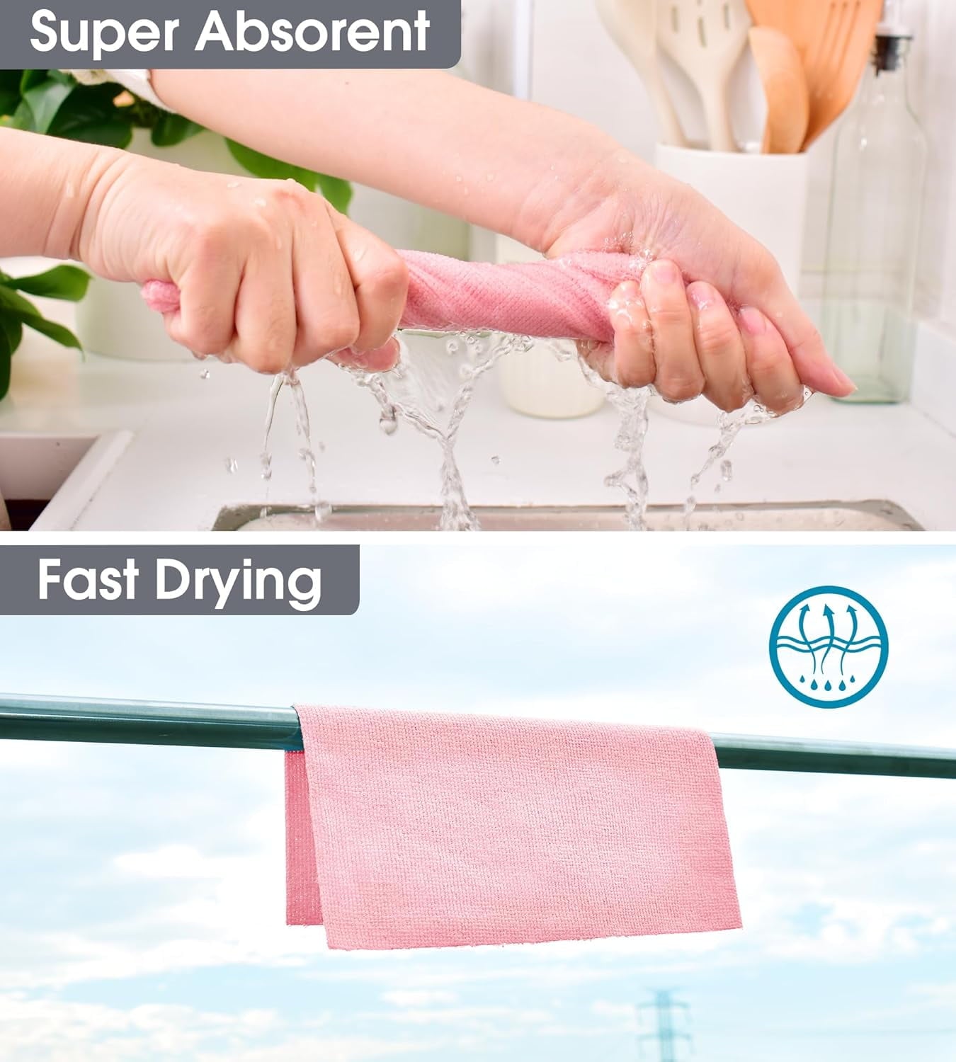 10" x 10" Microfiber Cleaning Cloth Roll, Tear Away Towels, Reusable Washable Rags, 20 Sheets Per Roll, for Kitchen C... - Image 4