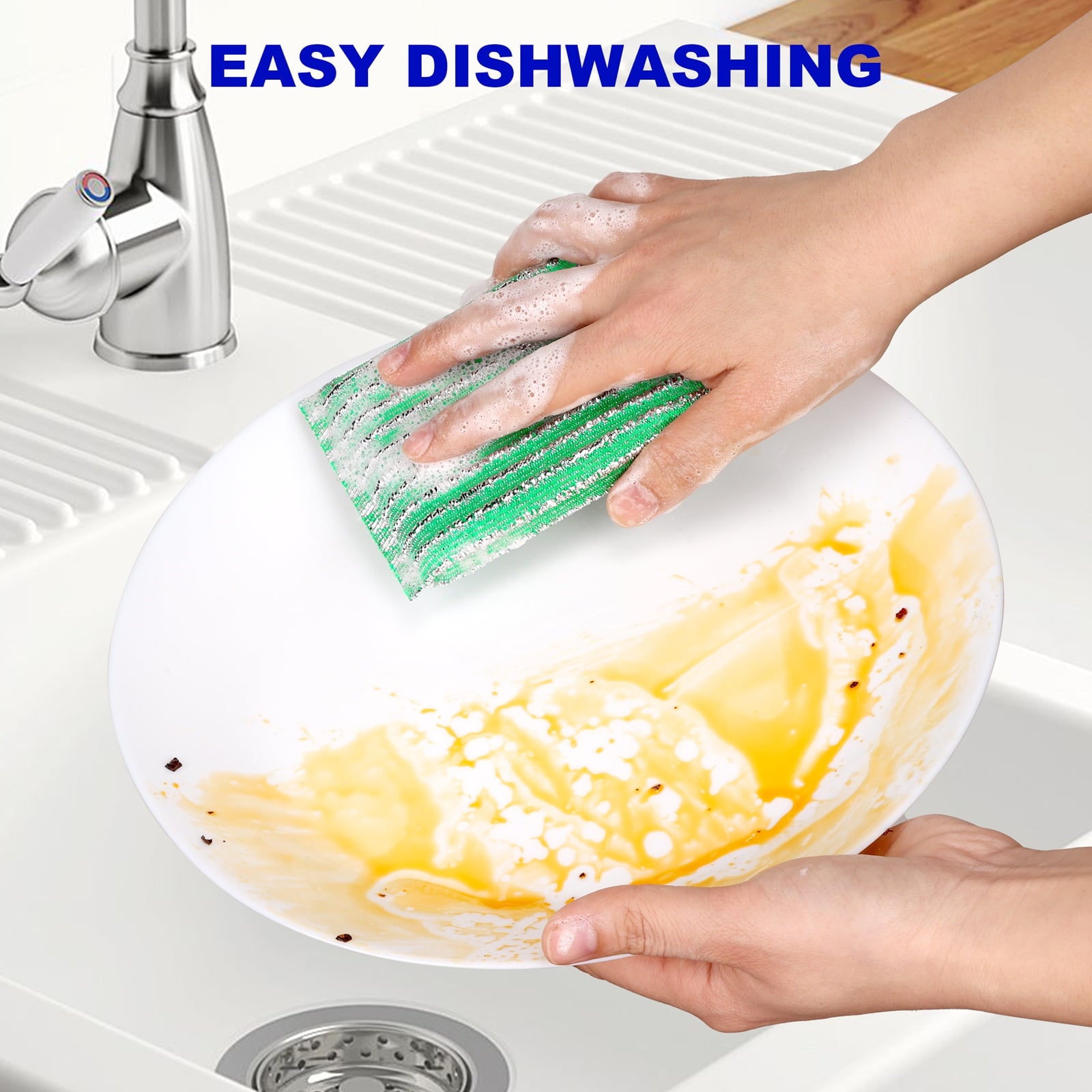 Cleaning Sponges Kitchen, 8Pads Dish Sponge with 4 Colors for Dishes, Pots, Sink