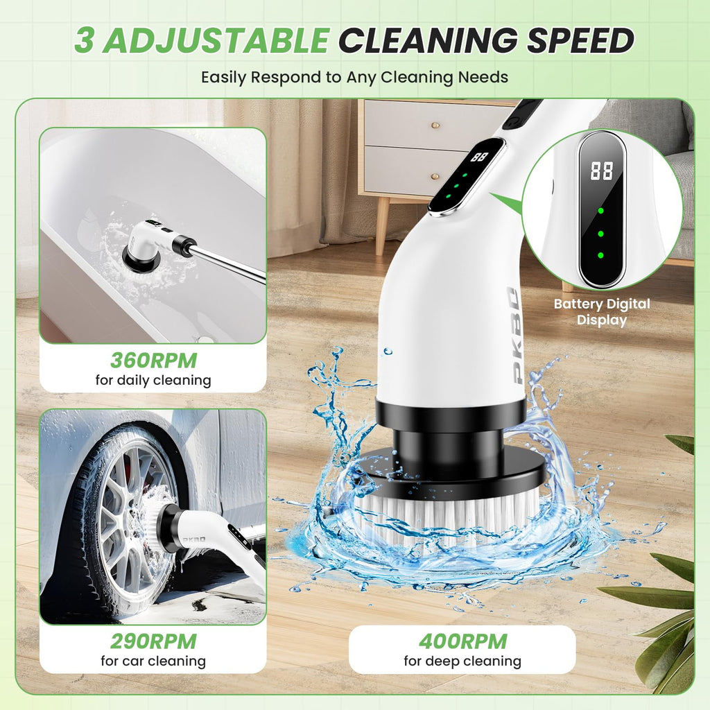 Electric Spin Scrubber, 2025 Upgrade Waterproof Cordless Shower Brush for Cleaning with 9 Replaceable Heads - Image 3