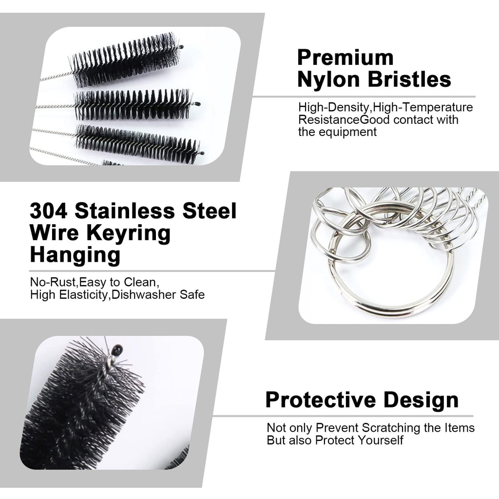 10pcs Cleaner Brush Kit, 8.2inch Long Cleaners, Nylon Pipe Tube Cleaning Brush, Brush Variety Pack, Tube Brushes Pipe... - Image 3