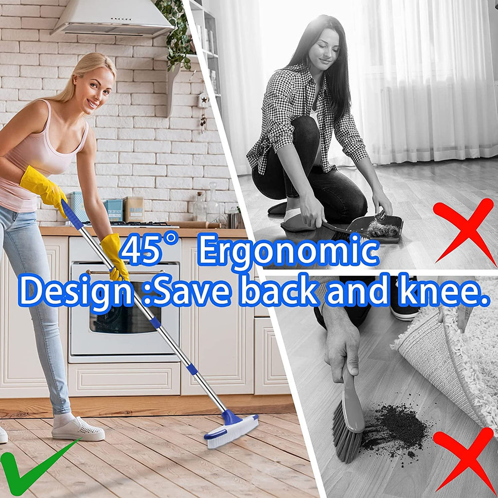 Floor Scrub Brush with Stainless Steel Long Handle, Extendable Cleaning Brush Set-2*Brush Head - Image 5