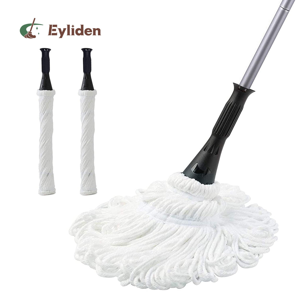 Mop for Floor Cleaning with 2 Reusable Heads, 57.5 inch Silver Long Handle, White Color
