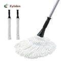 Mop for Floor Cleaning with 2 Reusable Heads, 57.5 inch Silver Long Handle, White Color