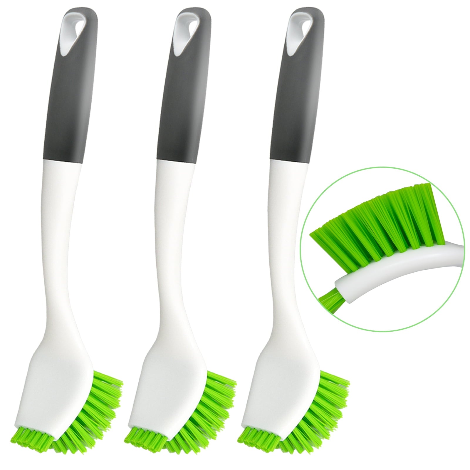 Brush with Handle, Kitchen ber Set for Cleaning, Double Sided Bristles - 3 Pack