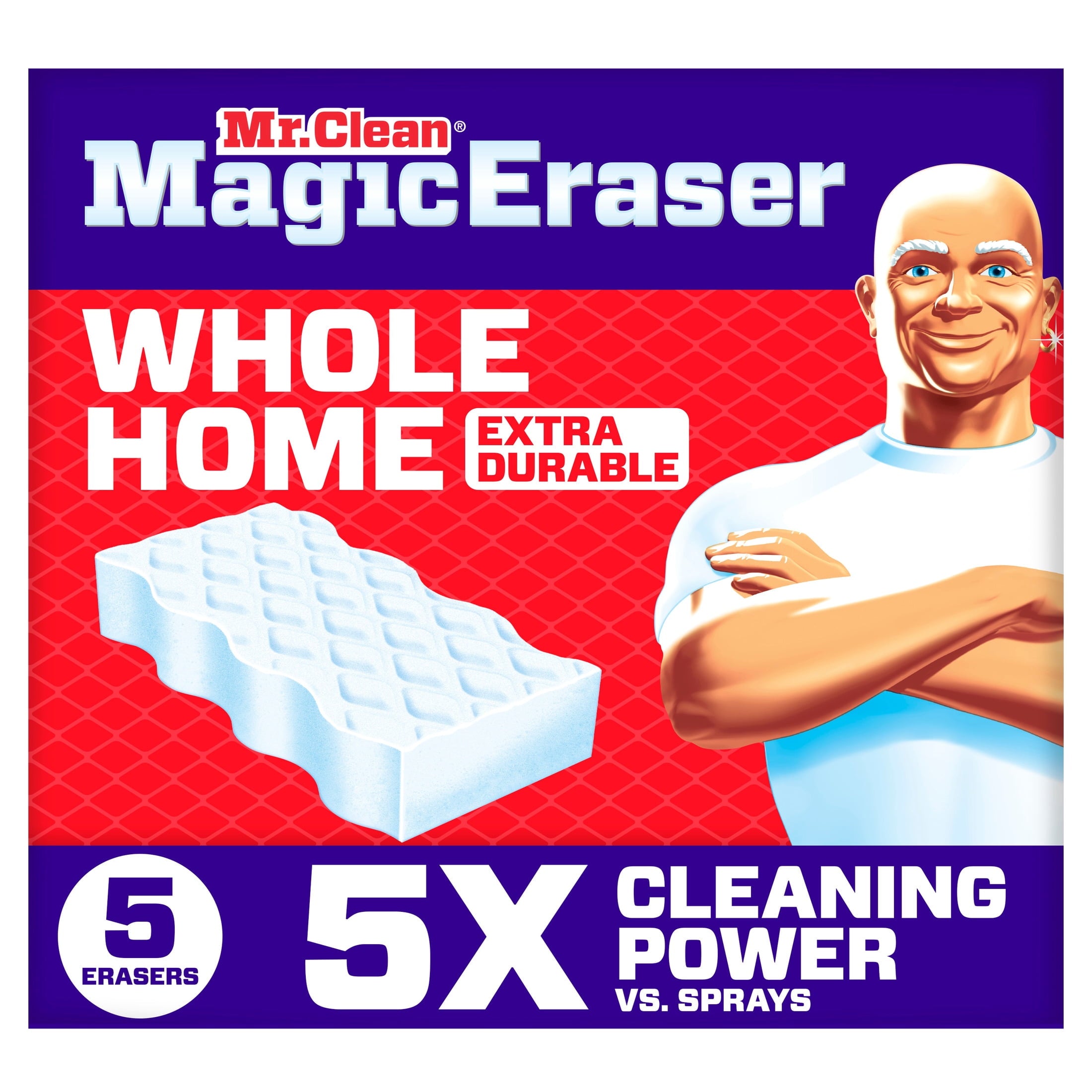 Eraser Sponge, Cleaner, Whole Home Extra Durable, 5ct