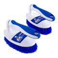 heavy duty scrub brush with comfortable grip, handle cleaning brush for bathroom, shower, sink, floor, 2-pack