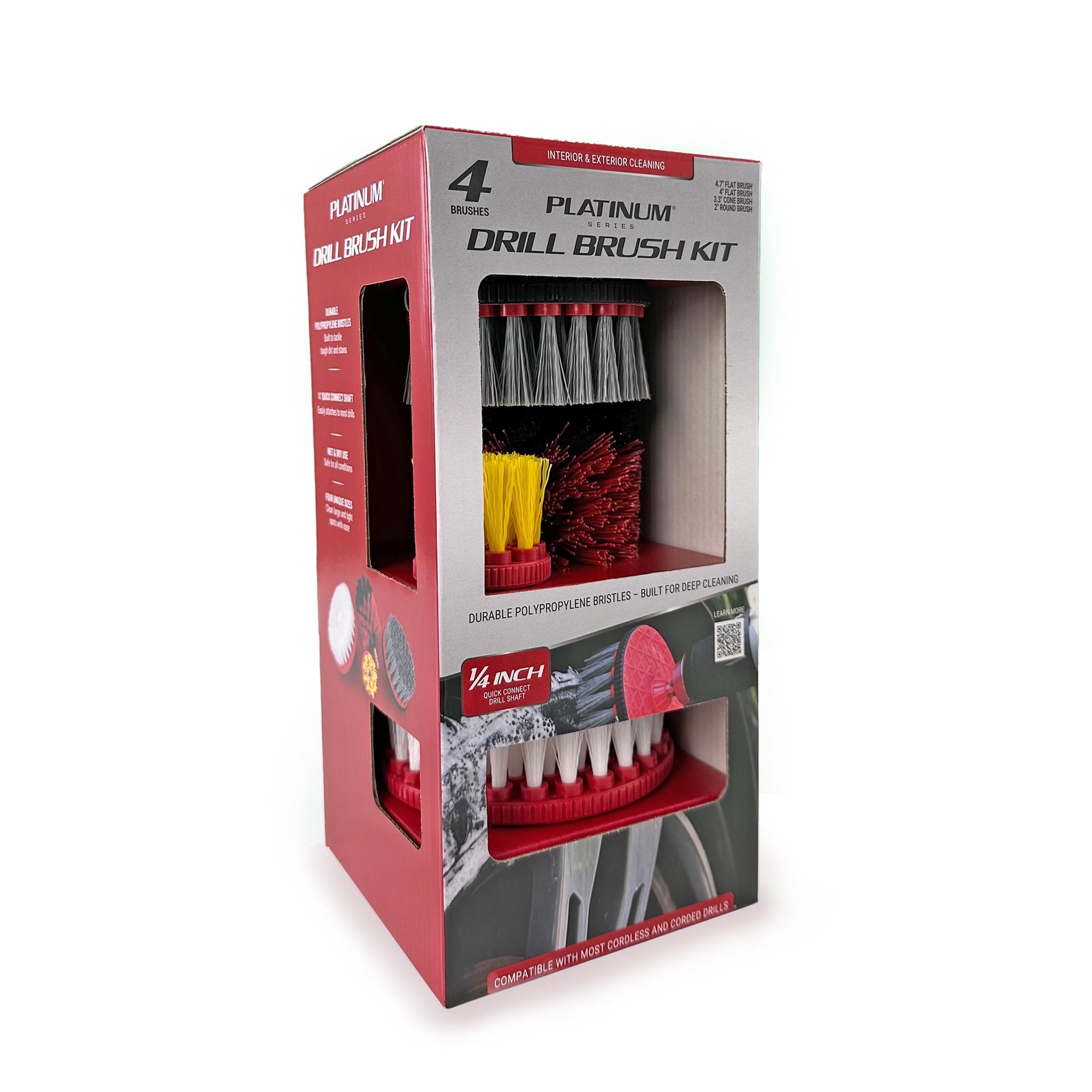 4-Piece Drill Brush Set Cleaning Tool for Wheels, Bathroom, and Tough Stains