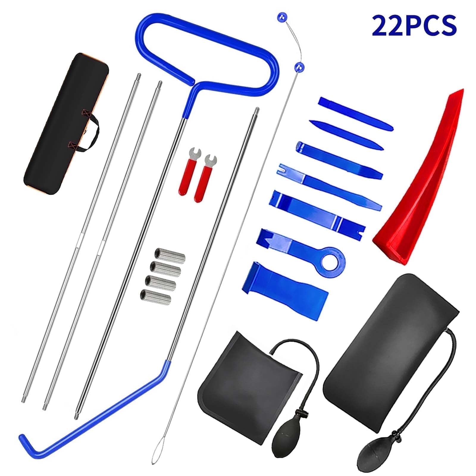 Car Tool Kit, 27 Pcs Emergency Car Tools Window Door Open Unlock, 59 inches Pull Hook J-Hook