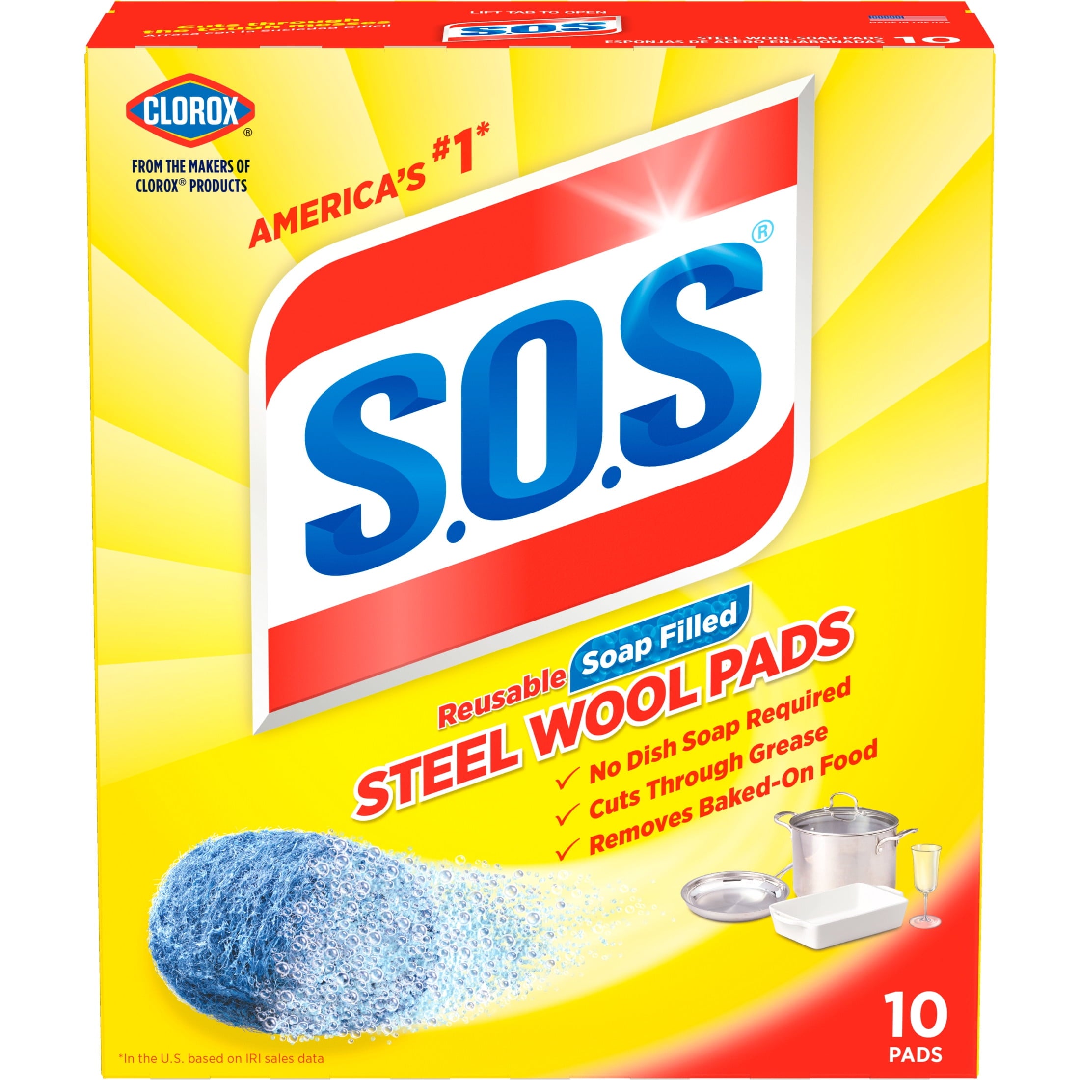 Steel Wool Dish Scrubber Pads, 10 Pack
