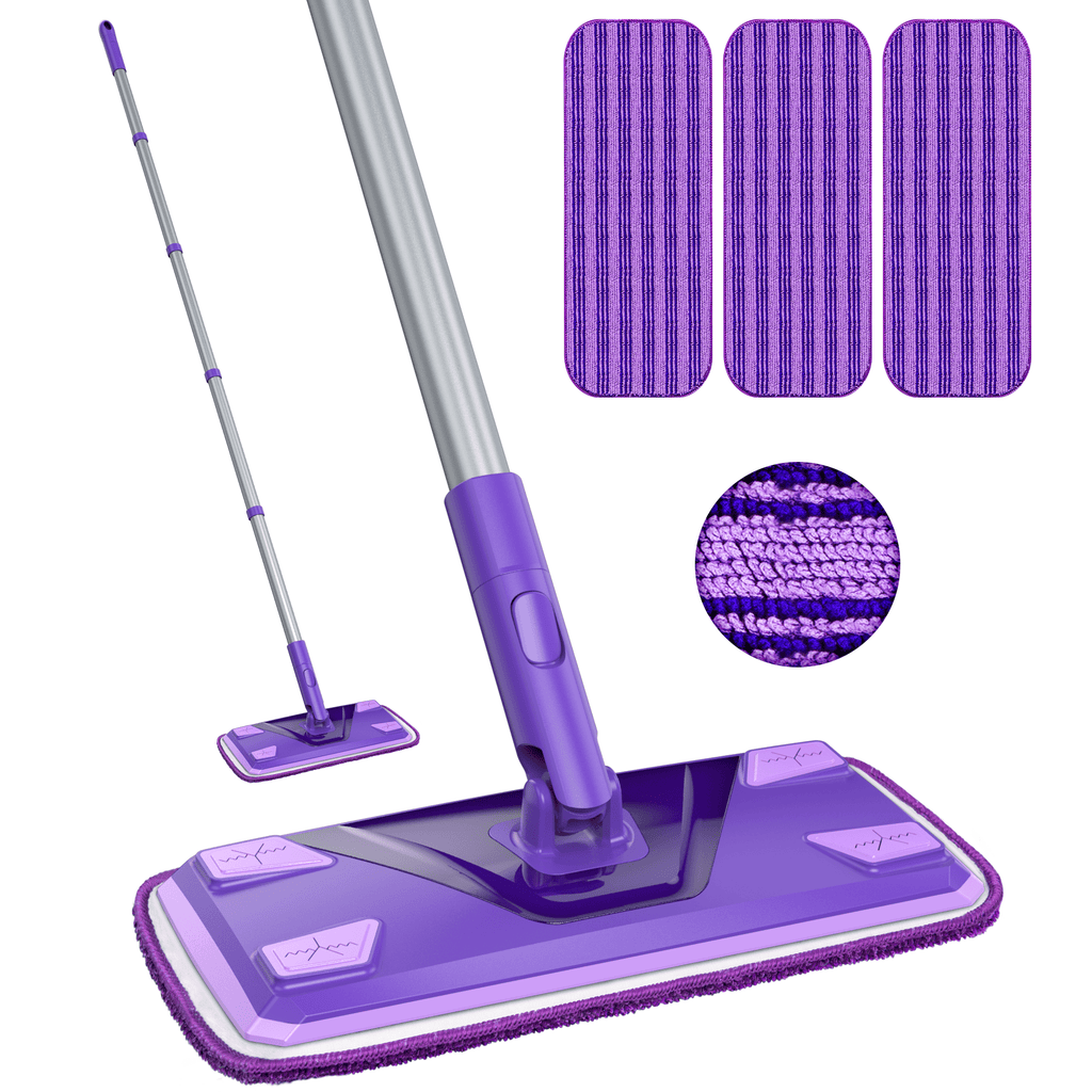 Flat Mops for Floors with 3 Washable Mop Pad Dust Mop