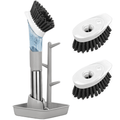 Dish Brush Set Kitchen Scrub Brush with Stand 3 Brush Replacement Heads