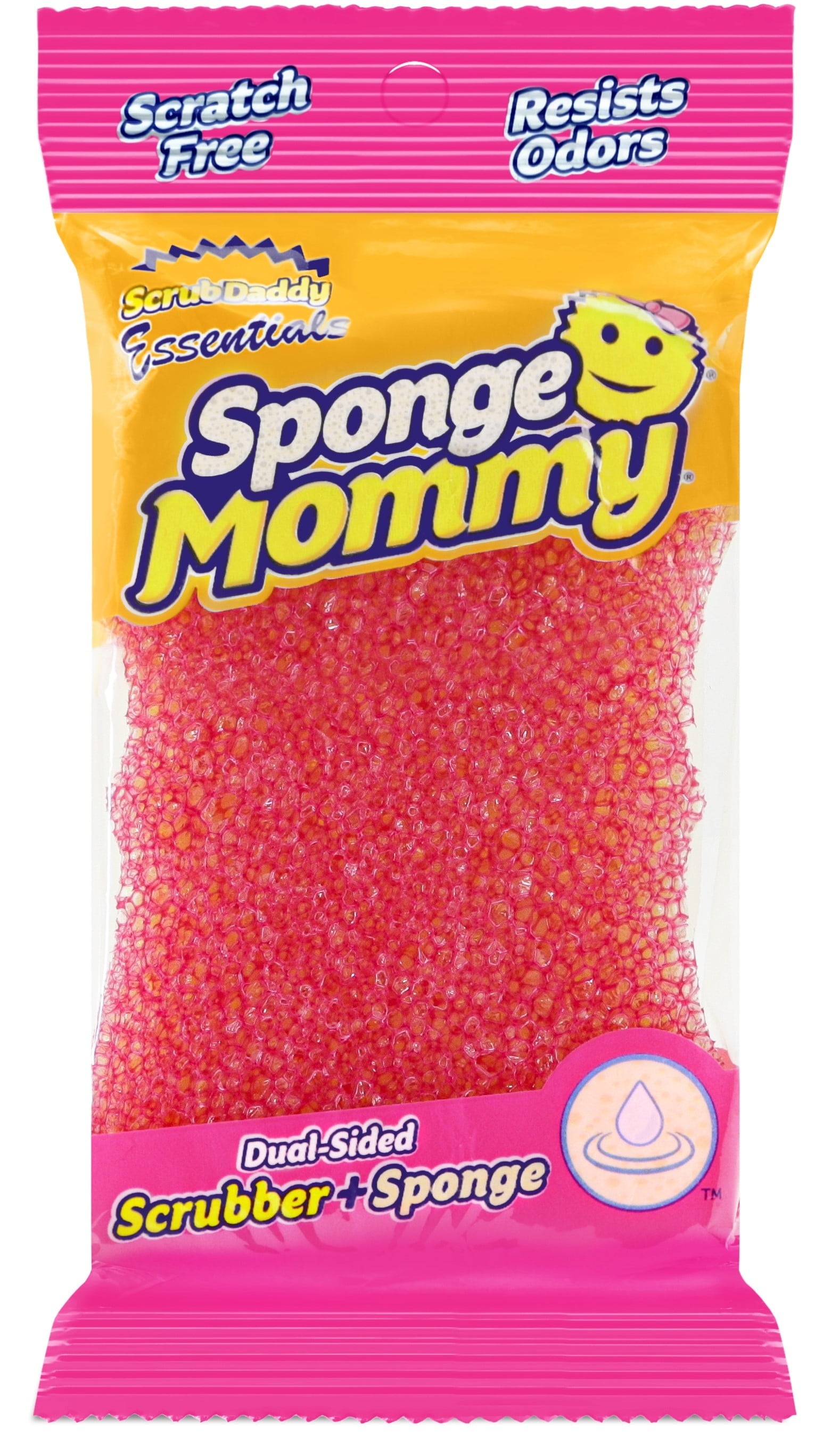 Scrub Daddy Essentials Cleaning Sponge Mommy, Scrubbing Pad, Pink, 1 Count
