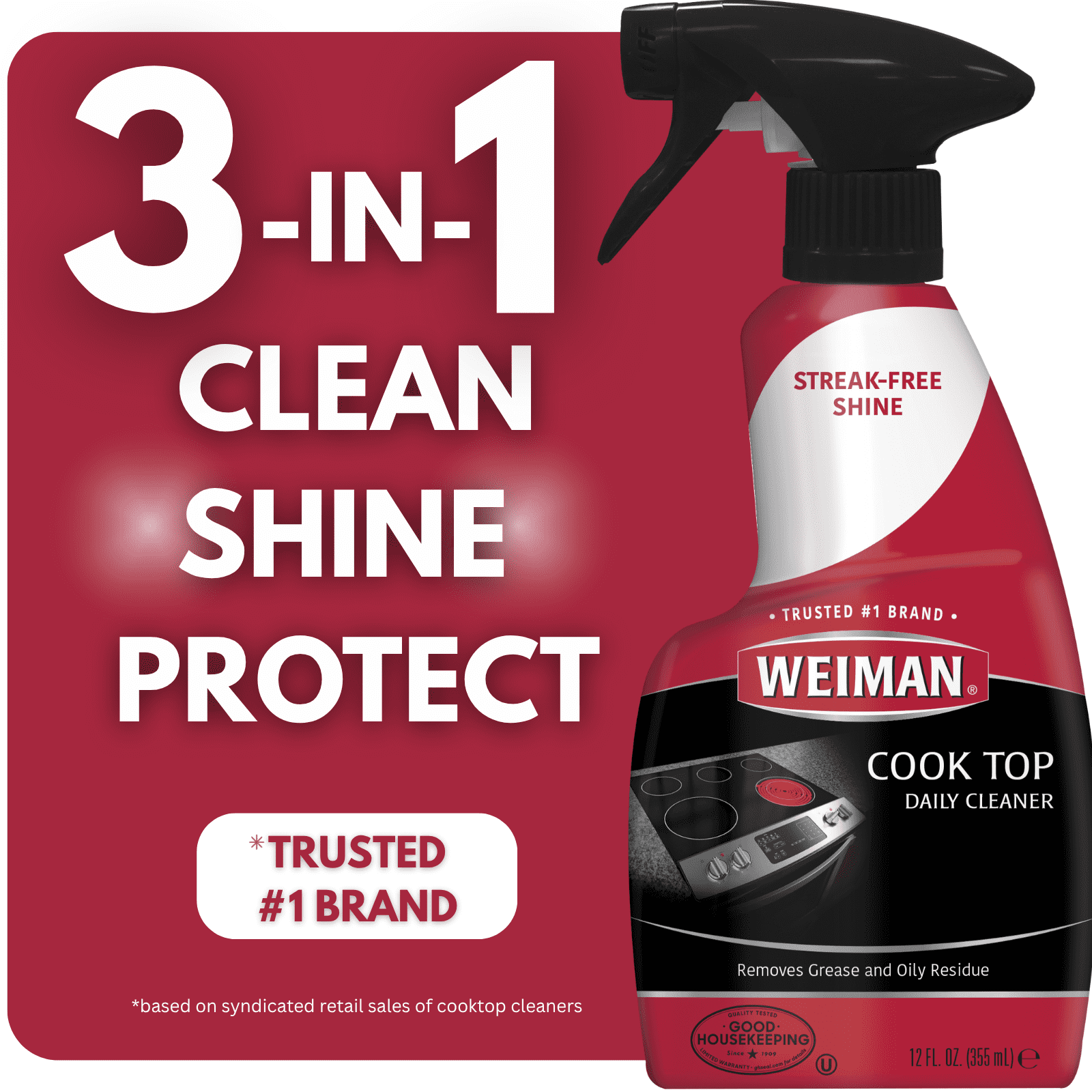 Weiman Daily Cooktop for Easy Daily Cleaning, Streak-Free Shine, 12 oz