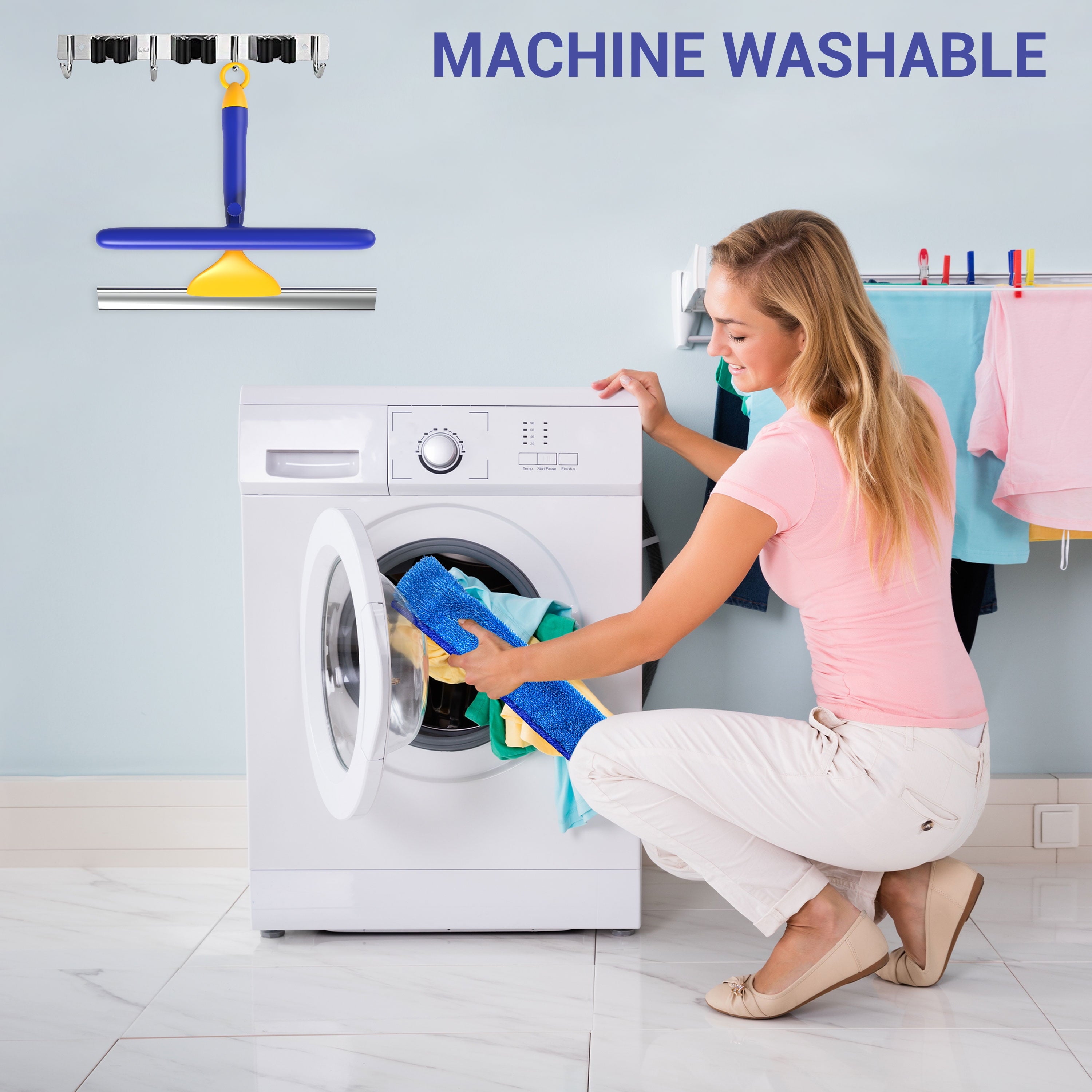 Window Cleaning Combo Tool by – 2 in 1 Window Cleaner Kit Includes 12.5 Inch Microfiber Scrubber Pad and Window Squeegee – Washing Supplies for Windows and Glass Shower Doors