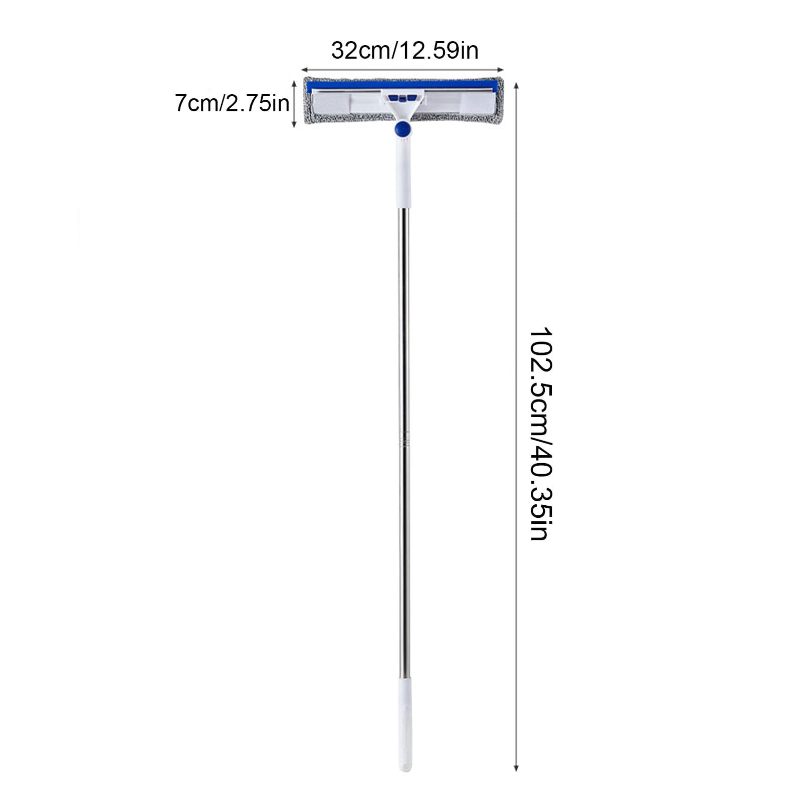 Window Squeegee 2-in-1 Window Cleaner with 40" Extension Poles Window Washing Kit Glass Door Cleaner Multi-Use Car Windshield Cleaning Tool with Long Handle for High Outdoor Windows