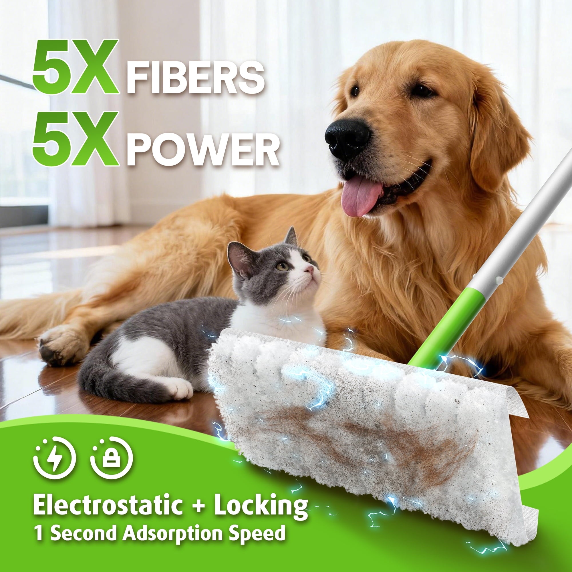 for Floor Cleaning with 30 Disposable Dry Cloth Refills,Multi-Surface Heavy-Duty Electrostatic Sweeper Set,Swivel Hea... - Image 5