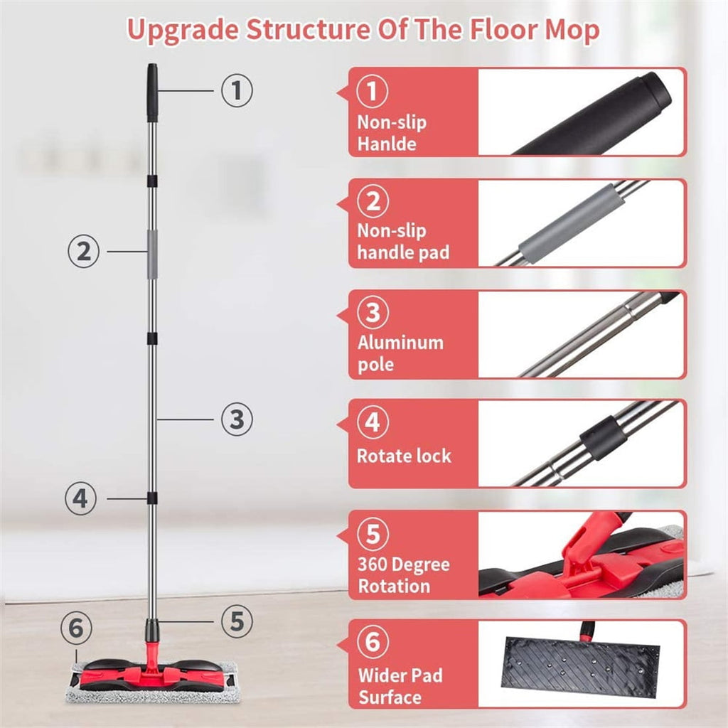 with 4 Washable Pads for Home Cleaning Flat Mop Wet Mop for Hardwood - Image 5