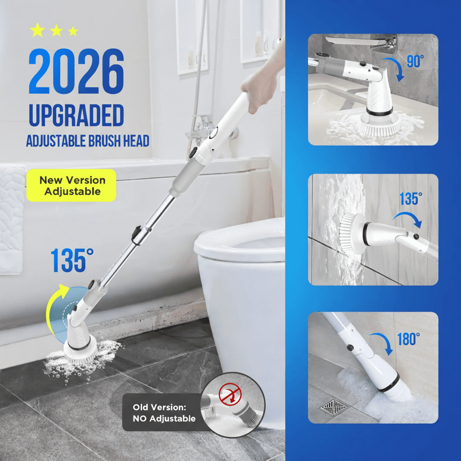 Electric Spin Scrubber - Cordless Cleaning Brush with 4 Heads & Extension Handle Power Shower Scrubber for Bathroom K... - Image 6