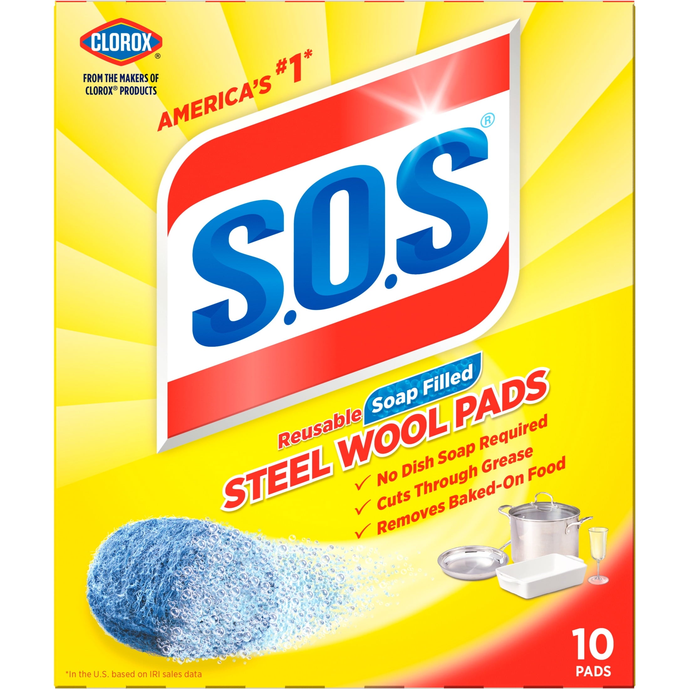 Steel Wool Dish Scrubber Pads, 10 Pack