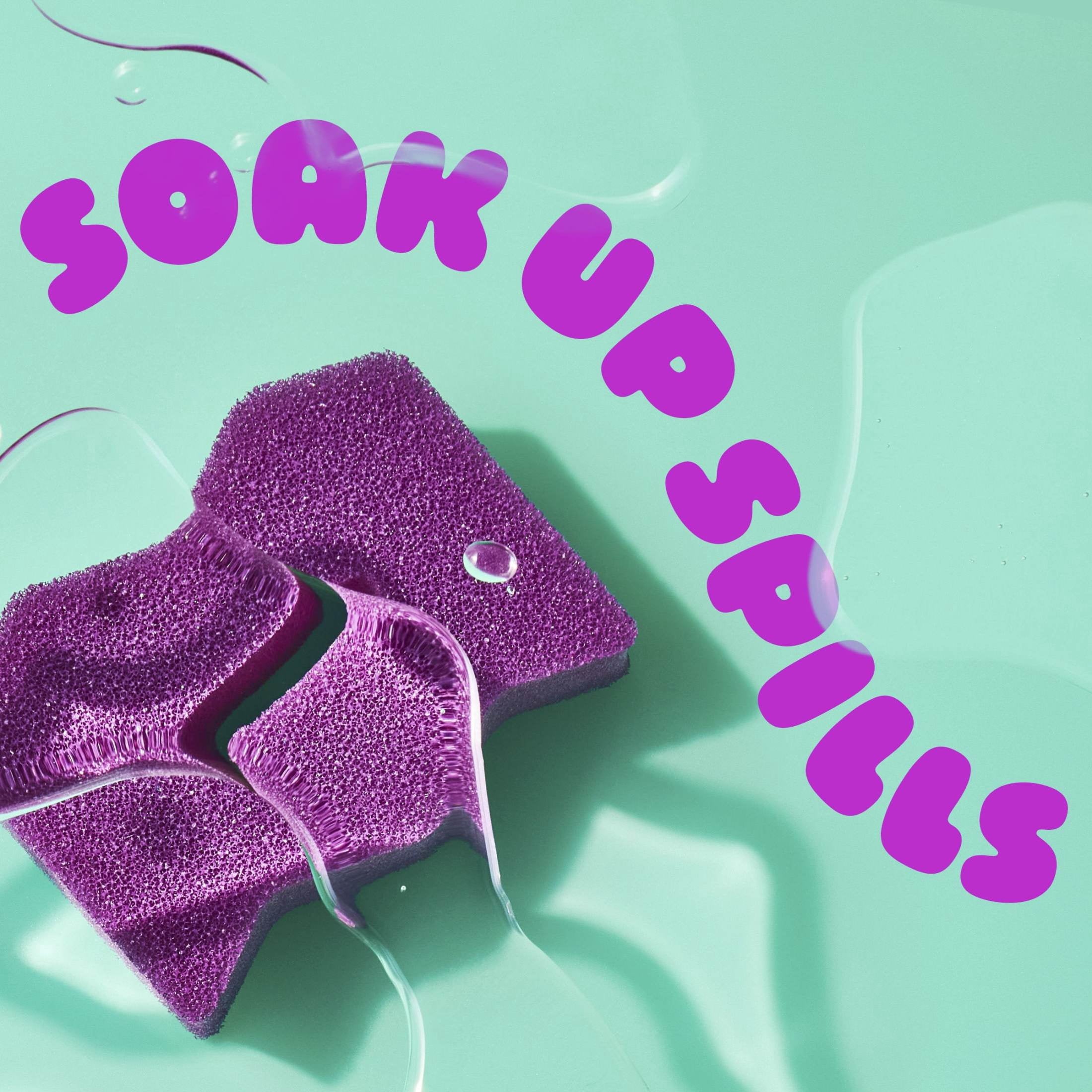 Brite by 2-Sided Scrub &amp; Wipe, Scrubbing Kitchen and Dish Sponge, Fuchsia Frenzy, 1 Scrub Sponge