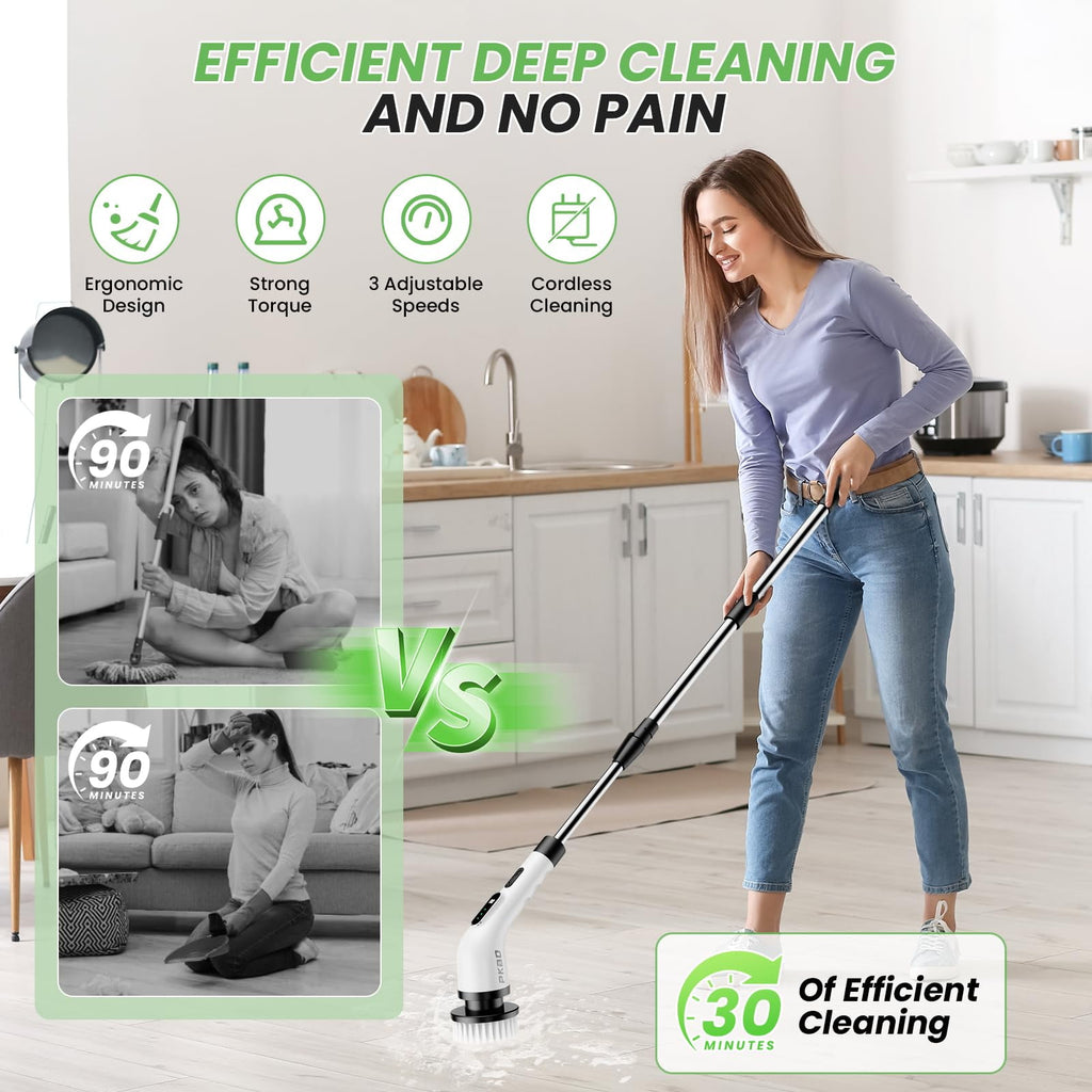 Electric Spin Scrubber, 2025 Upgrade Waterproof Cordless Shower Brush for Cleaning with 9 Replaceable Heads - Image 6
