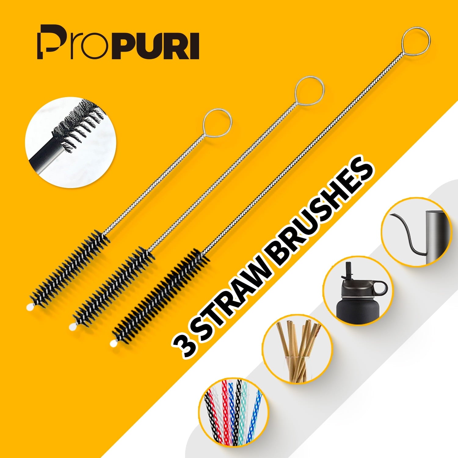 Long Handle Cleaner,3-in-1 Cleaning for Mugs,Straws,5Pack Black - Image 5