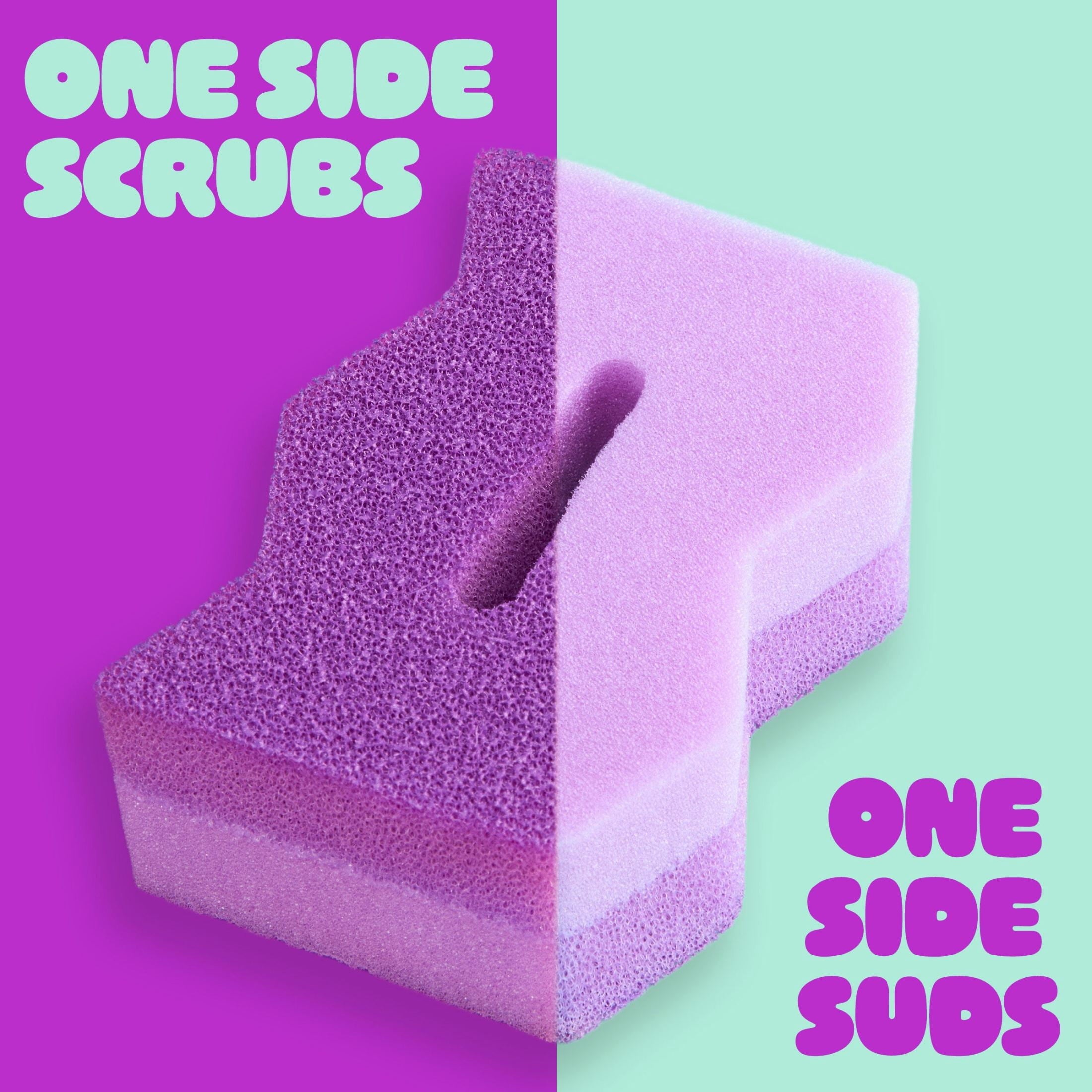 Brite by 2-Sided Scrub &amp; Wipe, Scrubbing Kitchen and Dish Sponge, Fuchsia Frenzy, 1 Scrub Sponge