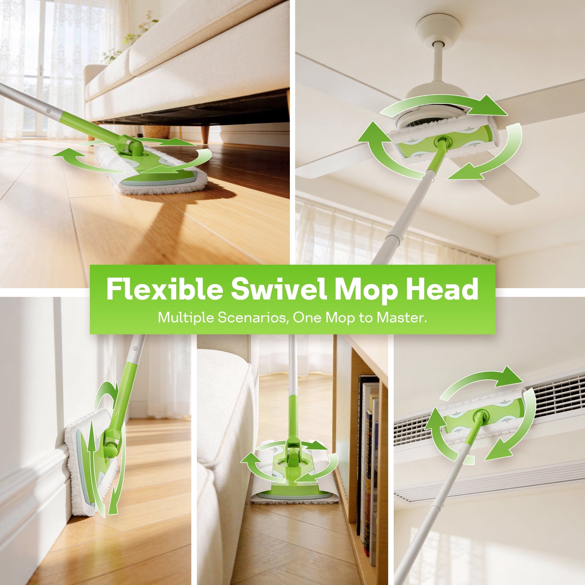 for Floor Cleaning with 30 Disposable Dry Cloth Refills,Multi-Surface Heavy-Duty Electrostatic Sweeper Set,Swivel Hea... - Image 3